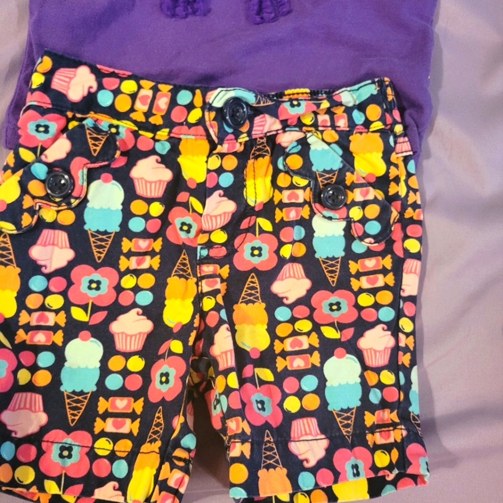 18M Girls cargo shorts with cute pattern